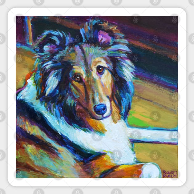 Colorful SHELTIE by Robert Phelps Sticker by RobertPhelpsArt